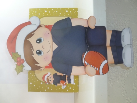 3D on the Shelf Card Kit - Little Christmas Rugby Boy by Jean Harrison