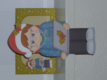 3D on the Shelf Card Kit - Little Christmas Computer Boy by Jean Harrison