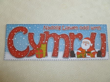 Large Dl Nadolig Llawen Oddi Wrth Cymru Santa 3D Decoupage by Jean Harrison