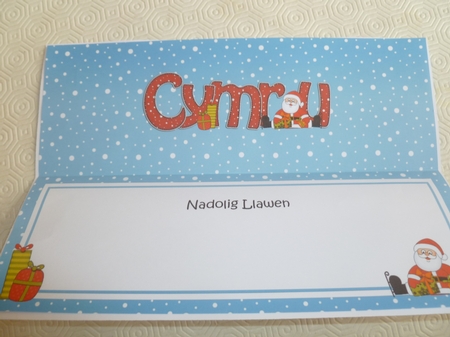 Large Dl Nadolig Llawen Santa Insert by Jean Harrison