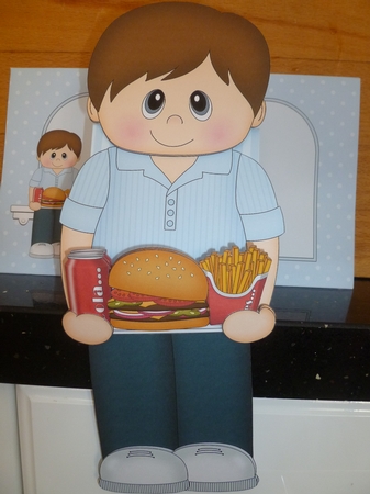 3D on the Shelf Card Kit - Take Away Burger Night Man Birke by Jean Harrison