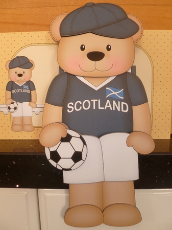3D On the Shelf Card Kit - Little Football Freddy Teddy Plays for Scotland by Jean Harrison
