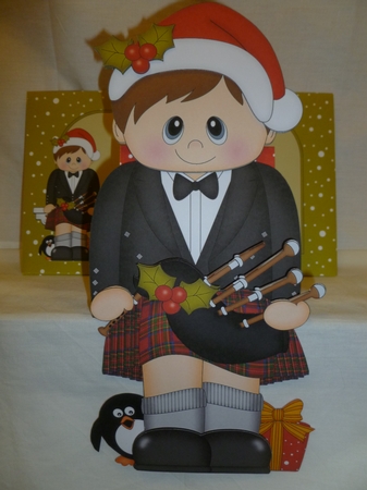 3D On the Shelf Card Kit - Christmas Scottish Bagpipe Player by Jean Harrison