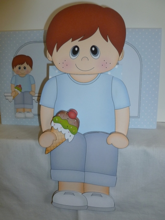3D On the Shelf Card Kit - Little Boy Tobias enjoys an ice cream by Jean Harrison