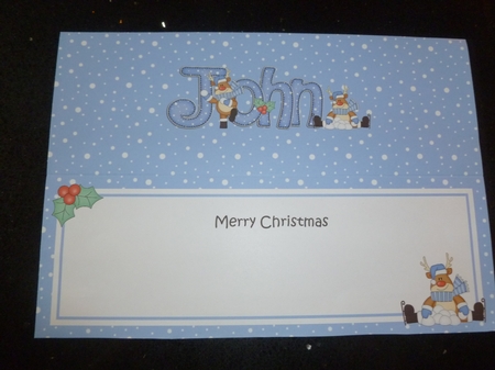 Large DL Christmas JOHN insert by Jean Harrison