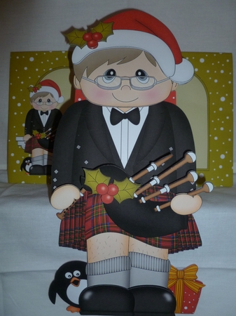 3D On the Shelf Card Kit - Christmas Scottish Bagpipe Player by Jean Harrison