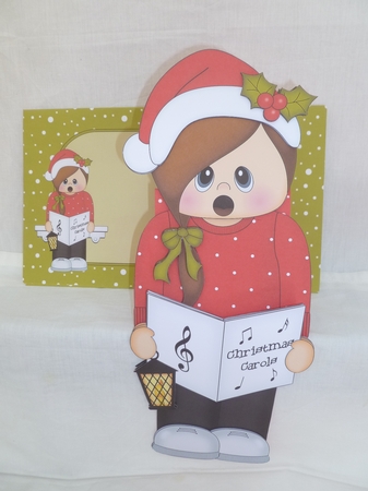 3D On the Shelf Card Kit - Little Christmas Teen Girl goes Carol Singing by Jean Harrison