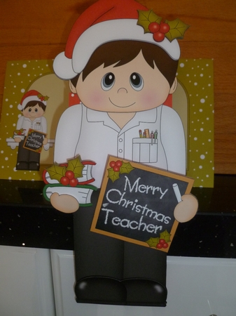 3D On the Shelf Card Kit - Christmas Teacher Mr Brown by Jean Harrison