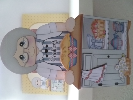 3D On the Shelf Card Kit - Old Lady Doloris Bakes a Pie in the Kitchen by Jean Harrison