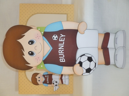 3D On the Shelf Card Kit - Little Footballer Diego plays for Burnley by Jean Harrison