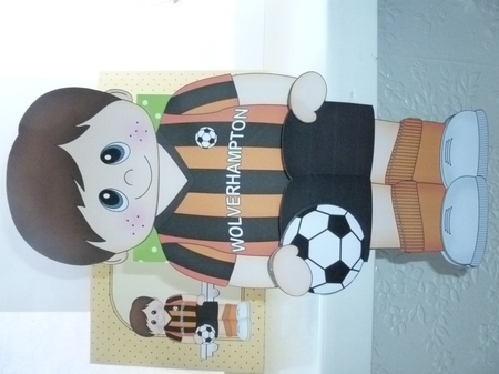 3D On the Shelf Card Kit - Little Footballer Willis plays for Wolverhampton by Jean Harrison