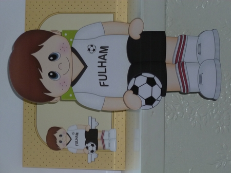 3D On the Shelf Card Kit - Little Footballer Erasmo plays for Fulham by Jean Harrison