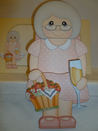 3D On the Shelf Card Kit - Strawberry & Bubbly Old Lady Brianne by Jean Harrison