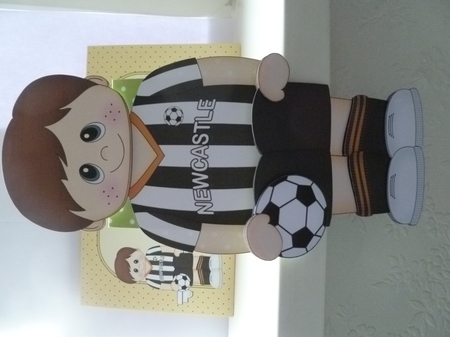 3D On the Shelf Card Kit - Little Footballer Markus plays for Newcastle by Jean Harrison