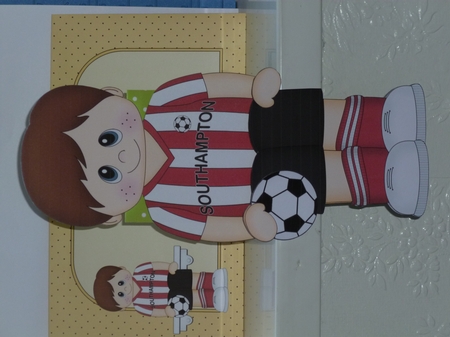 3D On the Shelf Card Kit - Little Footballer Lyle plays for Southampton by Jean Harrison