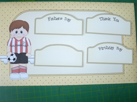 3D On the Shelf Card Kit - Little Footballer Lyle plays for Southampton by Jean Harrison