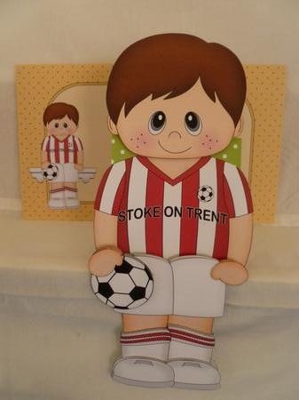 3D On the Shelf Card Kit - Little Footballer Renato plays for Stoke on Trent by Jean Harrison