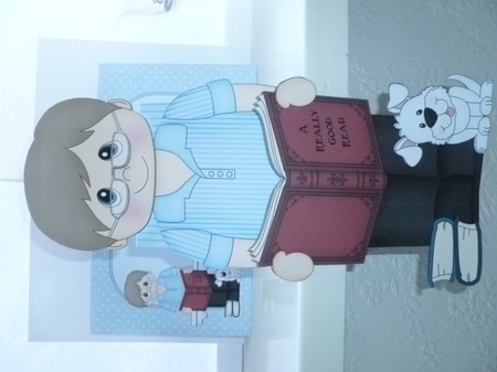 3D On the Shelf Card Kit - Older Man Noel is Reading a Good Book by Jean Harrison