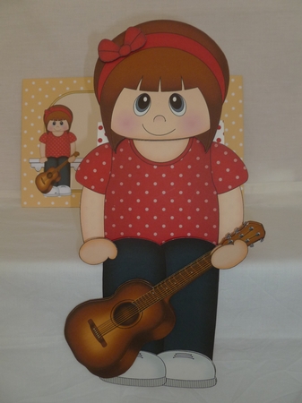 3D On the Shelf Card Kit - Cute Little Teen Samantha plays the Guitar by Jean Harrison