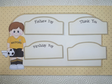 3D On the Shelf Card Kit - Little Footballer Cornell plays for Watford by Jean Harrison