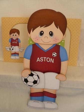 3D On the Shelf Card Kit - Little Footballer Dewitt plays for Aston by Jean Harrison