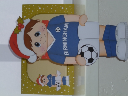 3D On the Shelf Card Kit - Little Christmas Footballer plays for Birmingham by Jean Harrison