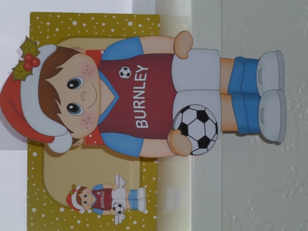 3D On the Shelf Card Kit - Little Christmas Footballer plays for Burnley by Jean Harrison