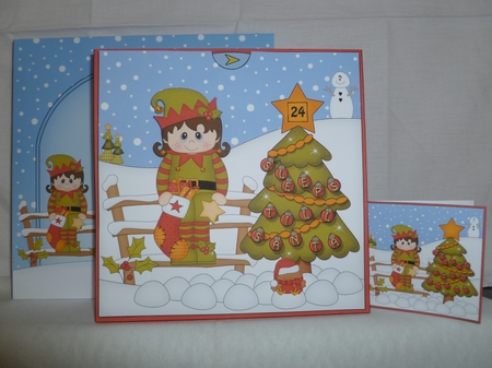 3D Animated Sleeps Till Santa Christmas Tree Countdown Card Kit - Little Elf has a Christmas Stocking by Jean Harrison
