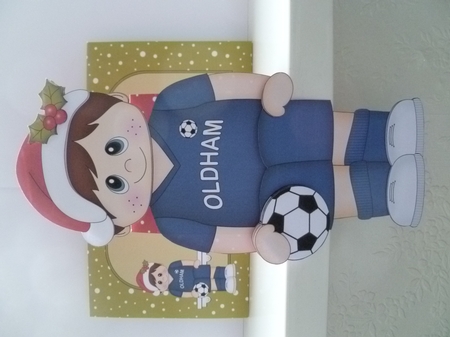 3D On the Shelf Card Kit - Little Christmas Footballer plays for Oldham by Jean Harrison