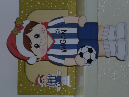3D On the Shelf Card Kit - Little Christmas Footballer plays for Wigan by Jean Harrison