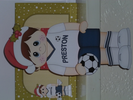 3D On the Shelf Card Kit - Little Christmas Footballer plays for Preston by Jean Harrison