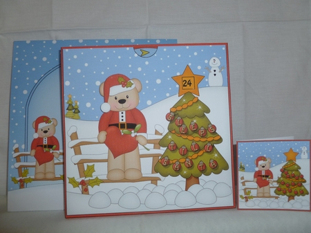 3D Animated Sleeps Till Santa Christmas Tree Countdown Card Kit - Livvy Bear has a Festive Heart by Jean Harrison