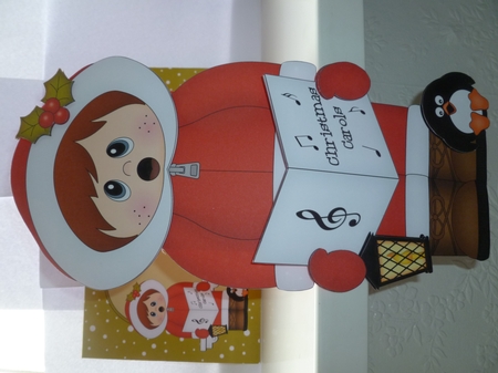 3D Christmas On the Shelf Card Kit - Cute Christmas Eskimo is Carol Singing by Jean Harrison