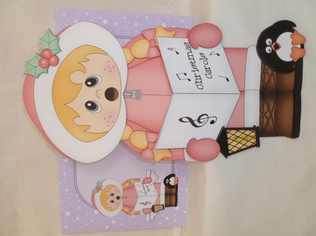3D Christmas On the Shelf Card Kit - Cute Christmas Eskimo is Carol Singing by Jean Harrison