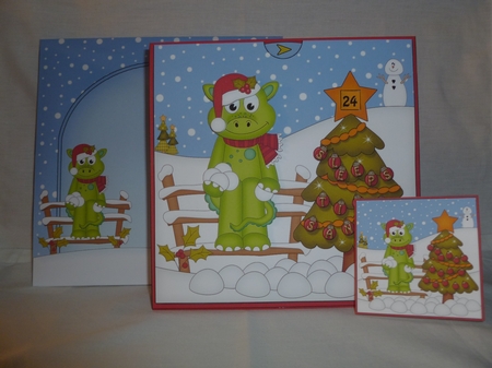 3D Animated Sleeps Till Santa Christmas Tree Countdown Card Kit - Denis Dinosaur by Jean Harrison