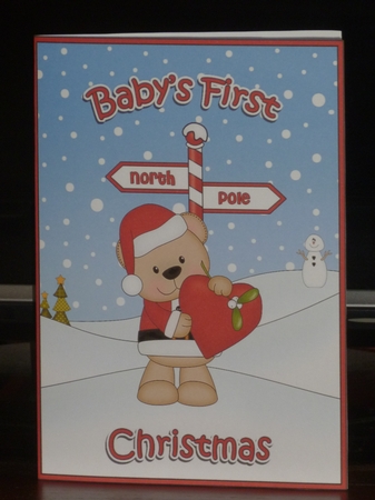5 x 7 Quick Cut and Fold Card - Babys First Christmas with Livvy Bear by Jean Harrison