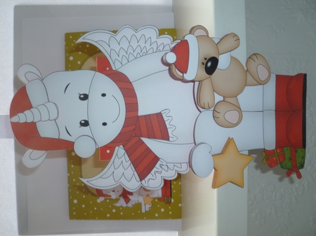 3D Christmas On the Shelf Card Kit - Cute Christmas Unicorn has a Star & Teddy by Jean Harrison