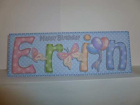 Large DL Happy Birthday ERIN 3D decoupage by Jean Harrison