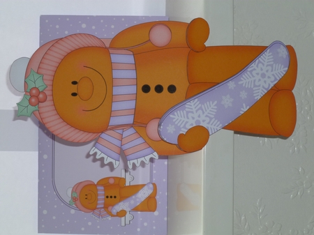 3D Christmas On the Shelf Card Kit - Christmas Gingerbread Man Ginge is Snowboarding by Jean Harrison