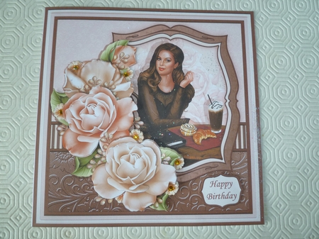COFFEE N CREAM LADY & ROSES 7.7 Decoupage & Insert Mini Kit by Jean Harrison