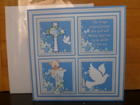 CHRISTENING or BAPTISM Boy Child or adult 7.5 Quick Layer Card by Jean Harrison