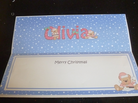 Large DL Merry Christmas OLIVIA 3D decoupage  by Jean Harrison