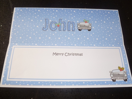 Large DL Merry Christmas JOHN insert by Jean Harrison