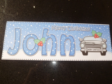Large DL Merry Christmas JOHN insert by Jean Harrison