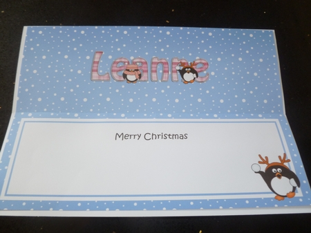 Large DL Merry Christmas LEANNE insert by Jean Harrison