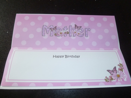 Large DL Happy Birthday MOTHER insert by Jean Harrison