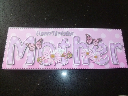Large DL Happy Birthday MOTHER insert by Jean Harrison