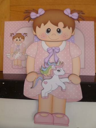 3D On the Shelf Card Kit - Little Toddler Kaitlyn has a Toy Unicorn by Jean Harrison