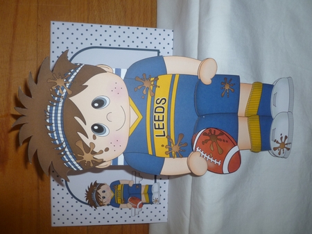 3D On the Shelf Card Kit - Little Rugby Player Denzil plays for Leeds by Jean Harrison