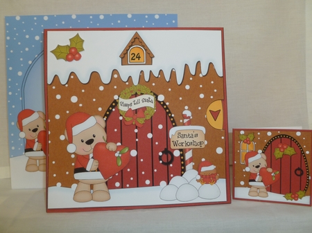 3D Animated Sleeps Till Santa Christmas Gingerbread House Countdown Card Kit - Livvy Bear is in Love by Jean Harrison